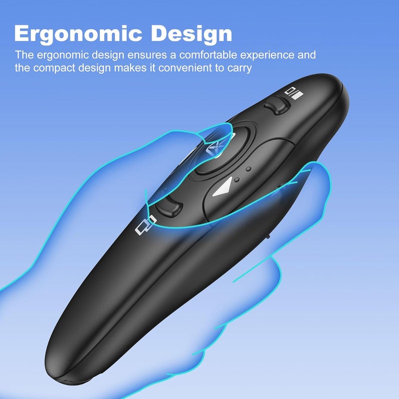 DinoFire Presentation Remote, RF 2.4GZ Rechargeable USB Slide Clicker for Powerpoint Presentation Presenter for Laptop/Computer/MAC - Image 5